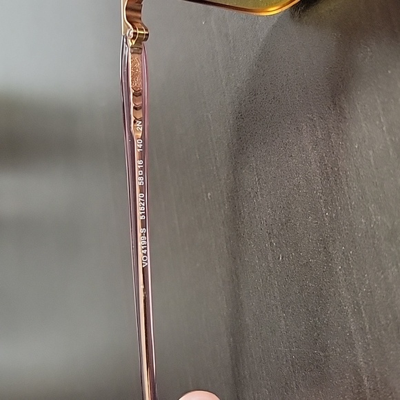 VOGUE Eyewear Cat Eye Yellow Gradient Violet Lenses Rose Gold Frame Sunglasses - Picture 15 of 16